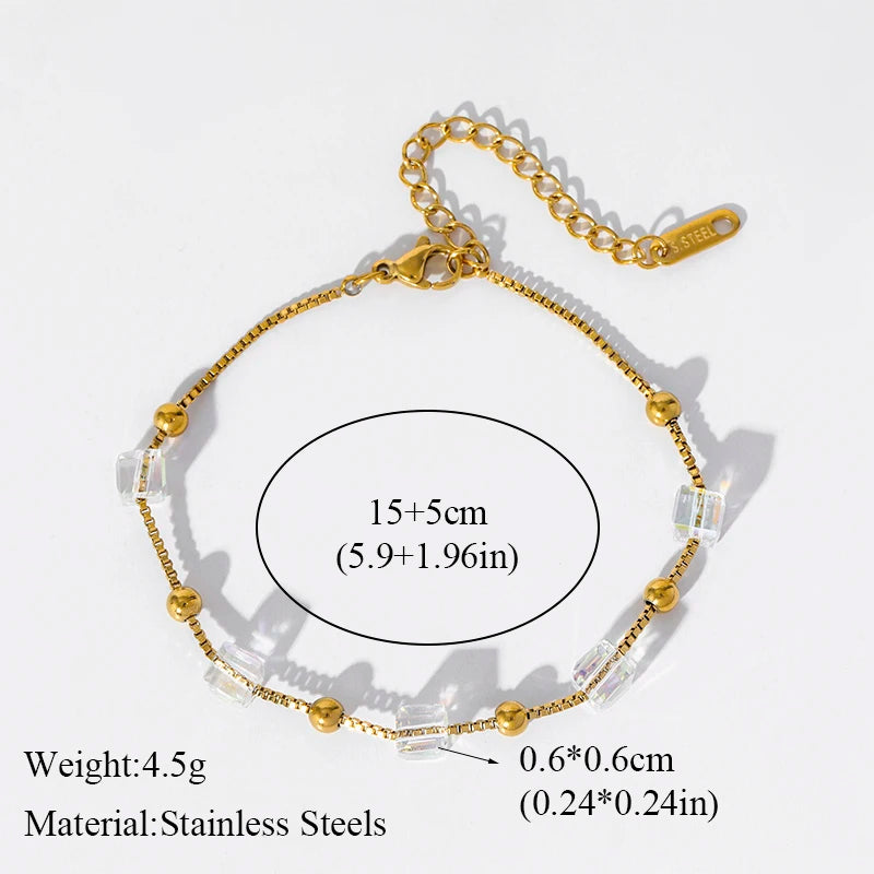 Bracelet en acier inoxydable 316L avec nœud papillon et zircon.