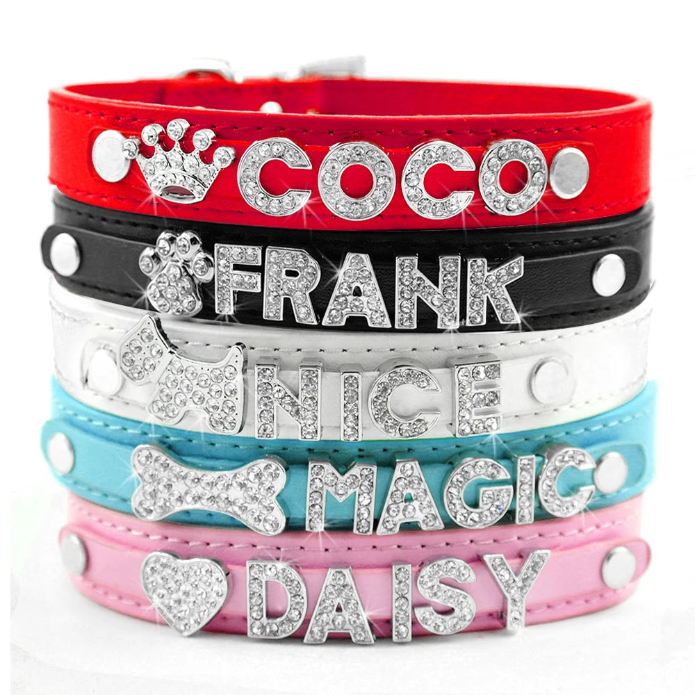 Colliers pour chiots en strass scintillants, personnalisés pour petits chiens, Chihuahua, collier personnalisé avec nom gratuit, breloques, accessoires pour animaux de compagnie