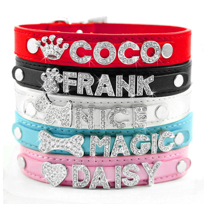 Colliers pour chiots en strass scintillants, personnalisés pour petits chiens, Chihuahua, collier personnalisé avec nom gratuit, breloques, accessoires pour animaux de compagnie