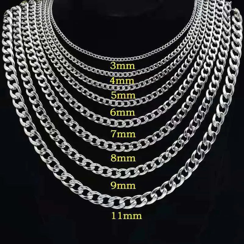 HNSP – collier étanche en acier inoxydable 316L pour hommes, chaîne à maillons plats cubains, bijoux minimalistes, accessoires de style Punk