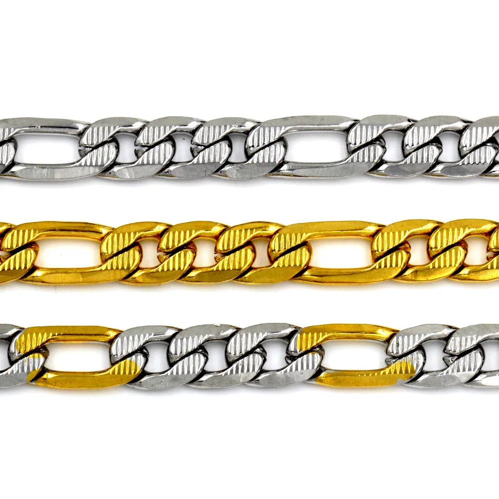 Collier Chaîne Figaro en Acier Inoxydable | Or, Argent & Bicolore – 6/8/10mm