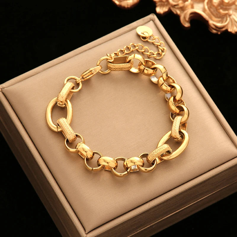 Bracelet acier inoxydable pour femmes couleur or