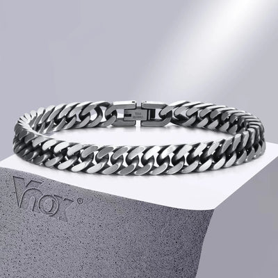 Bracelet Homme — Chaîne Cubaine Rétro en Acier Inoxydable