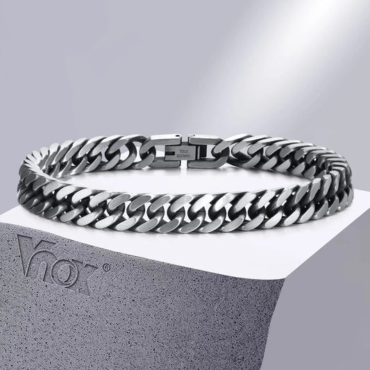 Bracelet Homme — Chaîne Cubaine Rétro en Acier Inoxydable