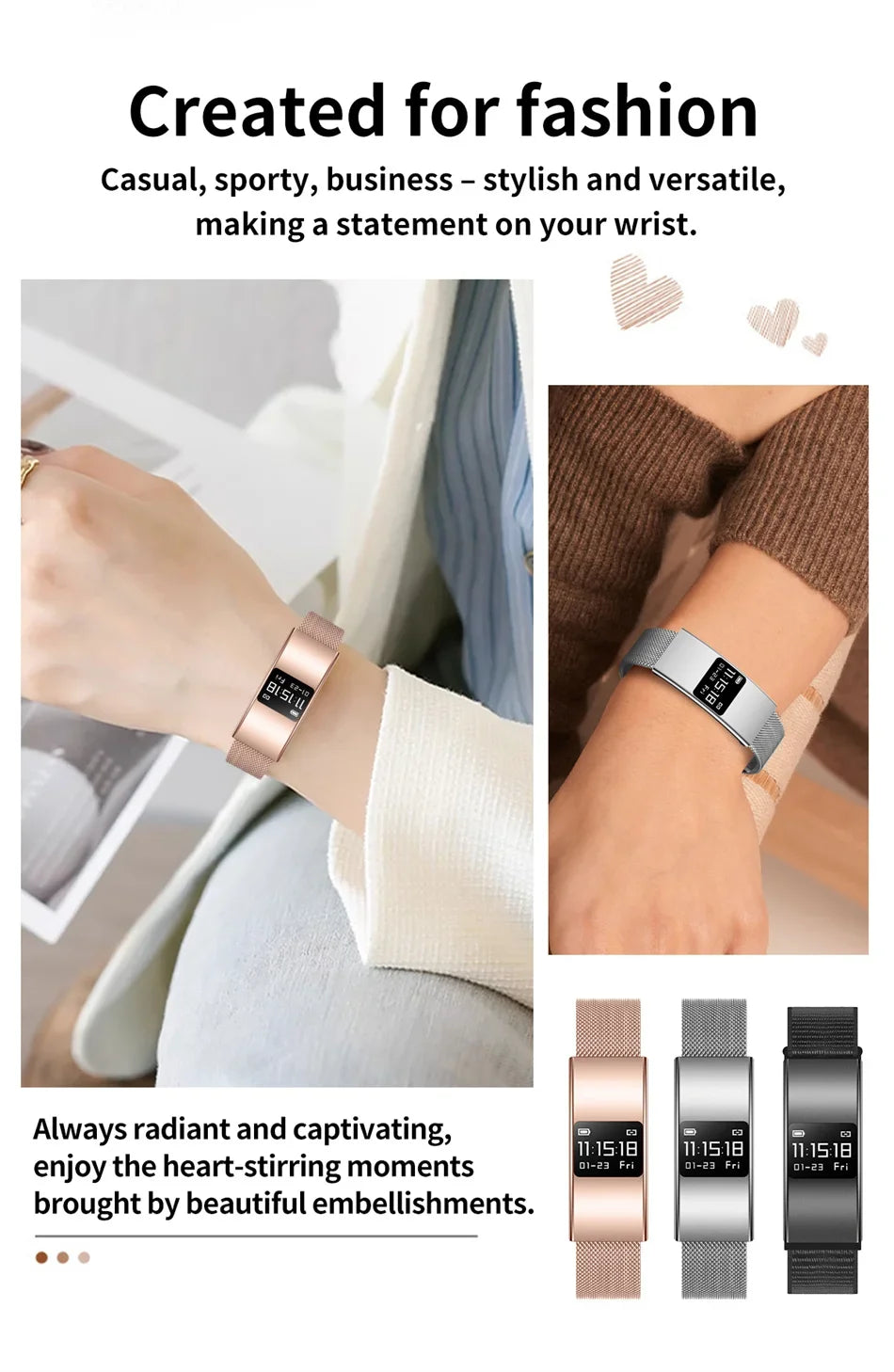 Nouveau modèle 2026 – Bracelet intelligent ultra-fin 3,5 mm avec suivi scientifique du sommeil et surveillance de la santé 24h/24 pour femmes