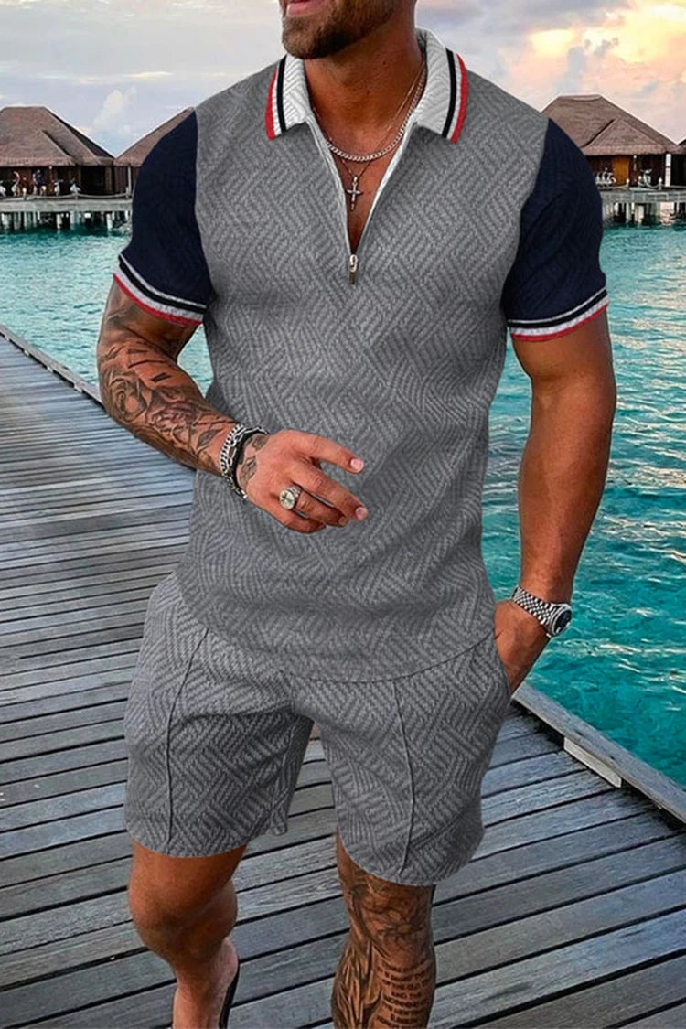 Polo Zippé Vintage Homme — Ensemble Survêtement Col Mandarin, Respirant & Grande Taille S-5XL