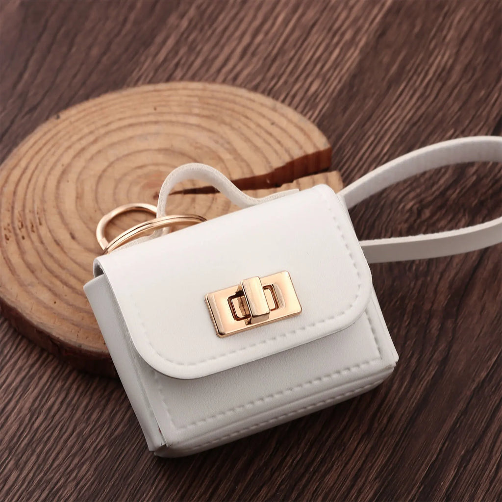 Mini Sac Porte-Clés en Cuir PU — Porte-Monnaie Zippé, Pendentif Sac, 7 Coloris