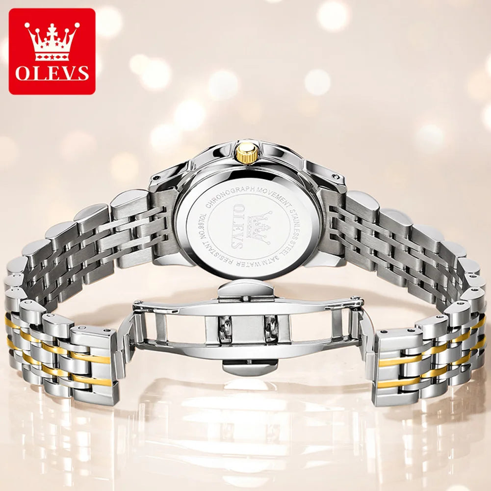 OLEVS montre de luxe montre pour hommes étanche argent acier inoxydable classique montre-bracelet à Quartz décontractée .
