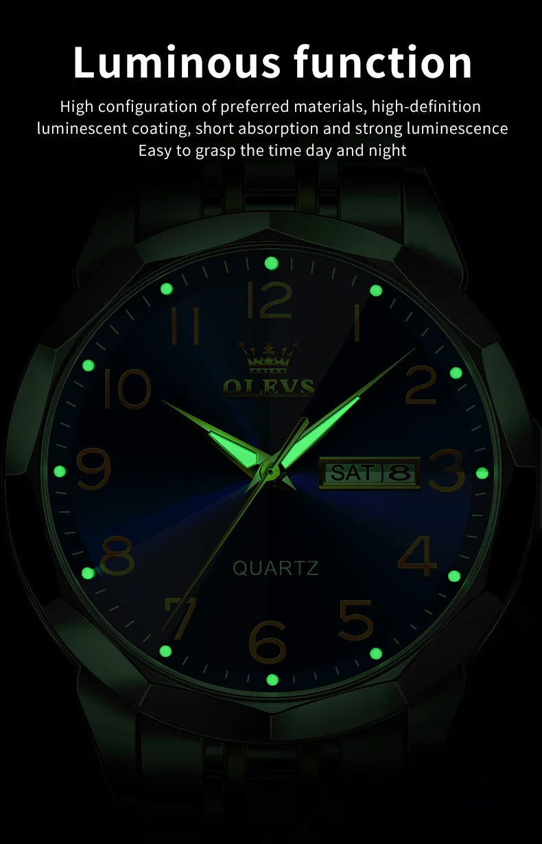 OLEVS montre de luxe montre pour hommes étanche argent acier inoxydable classique montre-bracelet à Quartz décontractée .