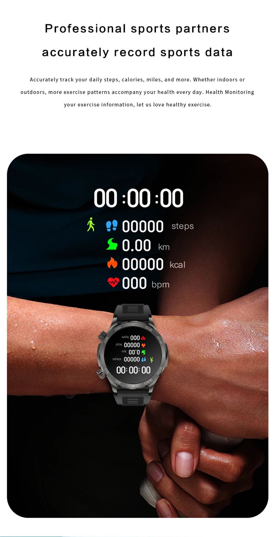 Montre intelligente étanche avec boussole pour homme, surveillance de la santé, traqueur de sport GPS, appel Bluetooth HD, assistant vocal, nouveau, 2024