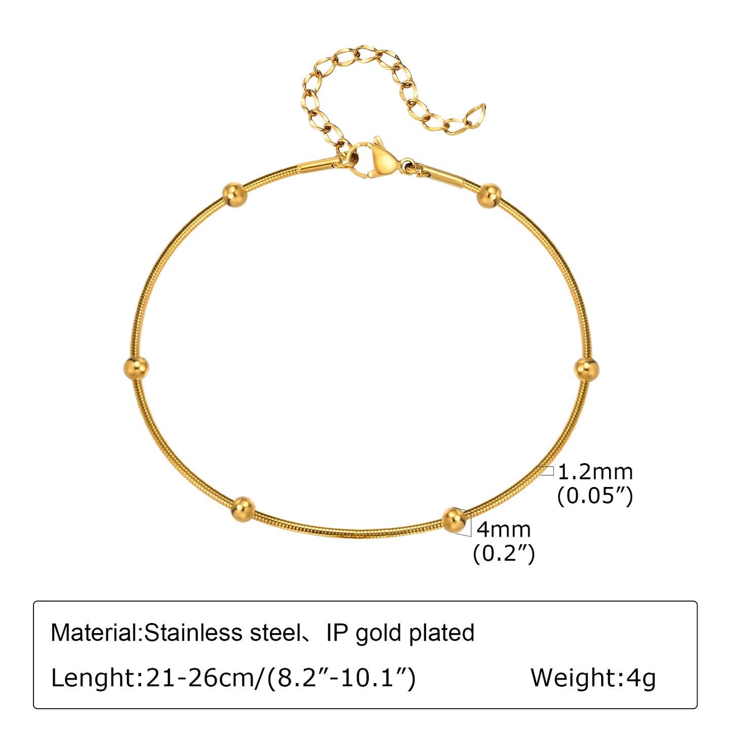 Bracelet de cheville à disque pour femmes, acier inoxydable réglable.