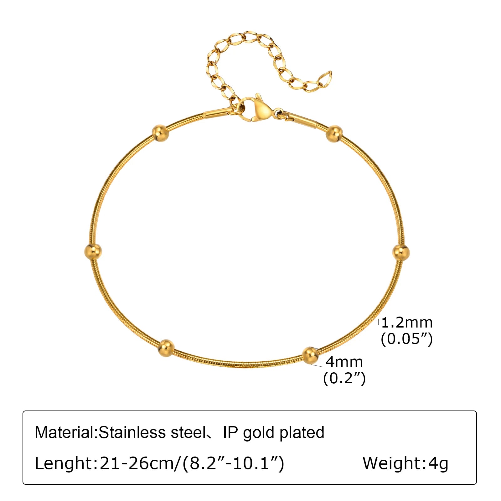 Bracelet de cheville à disque pour femmes, acier inoxydable réglable.