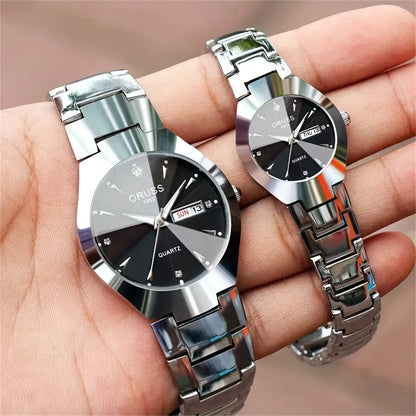 Montre Couple Quartz – Cadran Élégant | Coffret 2 pièces