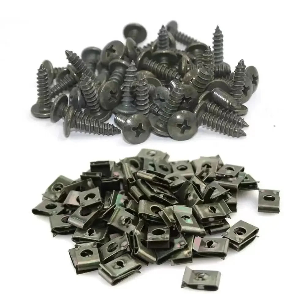 Clips & Vis Autotaraudeuses pour Voiture – Type U Antirouille | Lot 10 à 200 pcssonniers