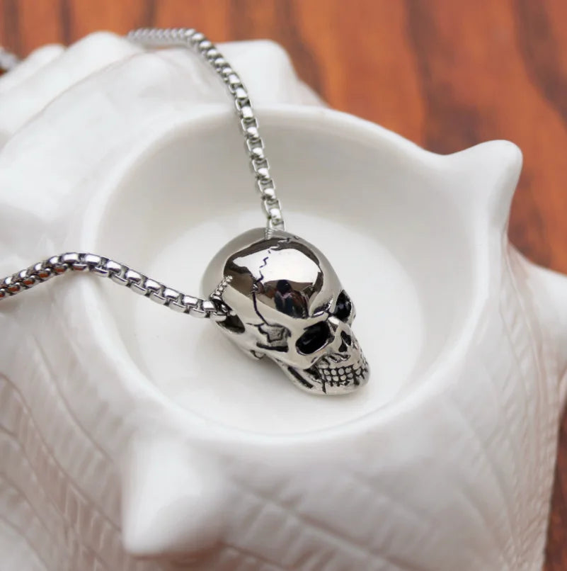 HNSP – collier gothique avec pendentif tête de mort pour hommes, bijoux squelette Punk, accessoires d'halloween