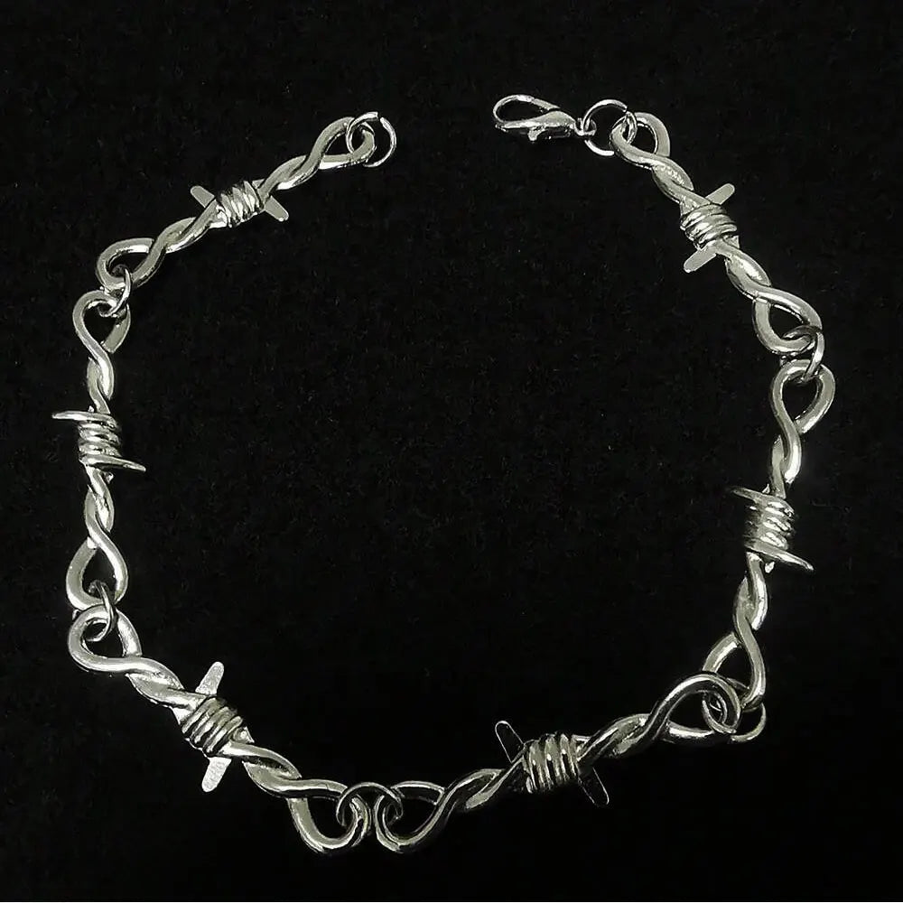 Bracelet Gothique Chaîne Fil Barbelé pour Hommes et Femmes.