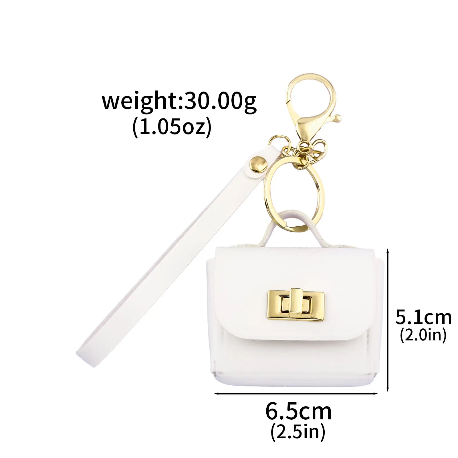Mini Sac Porte-Clés en Cuir PU — Porte-Monnaie Zippé, Pendentif Sac, 7 Coloris