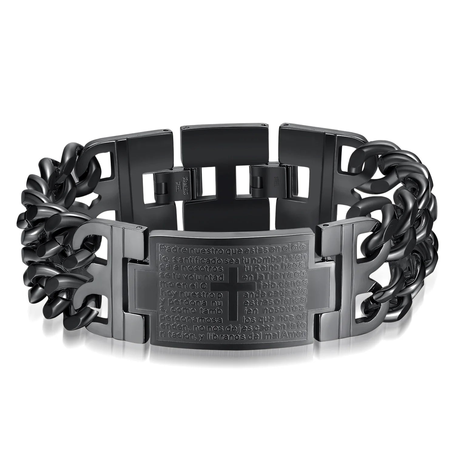 Bracelet en acier inoxydable 316L, chaîne cubaine de 24MM de largeur, bracelet croisé pour hommes.