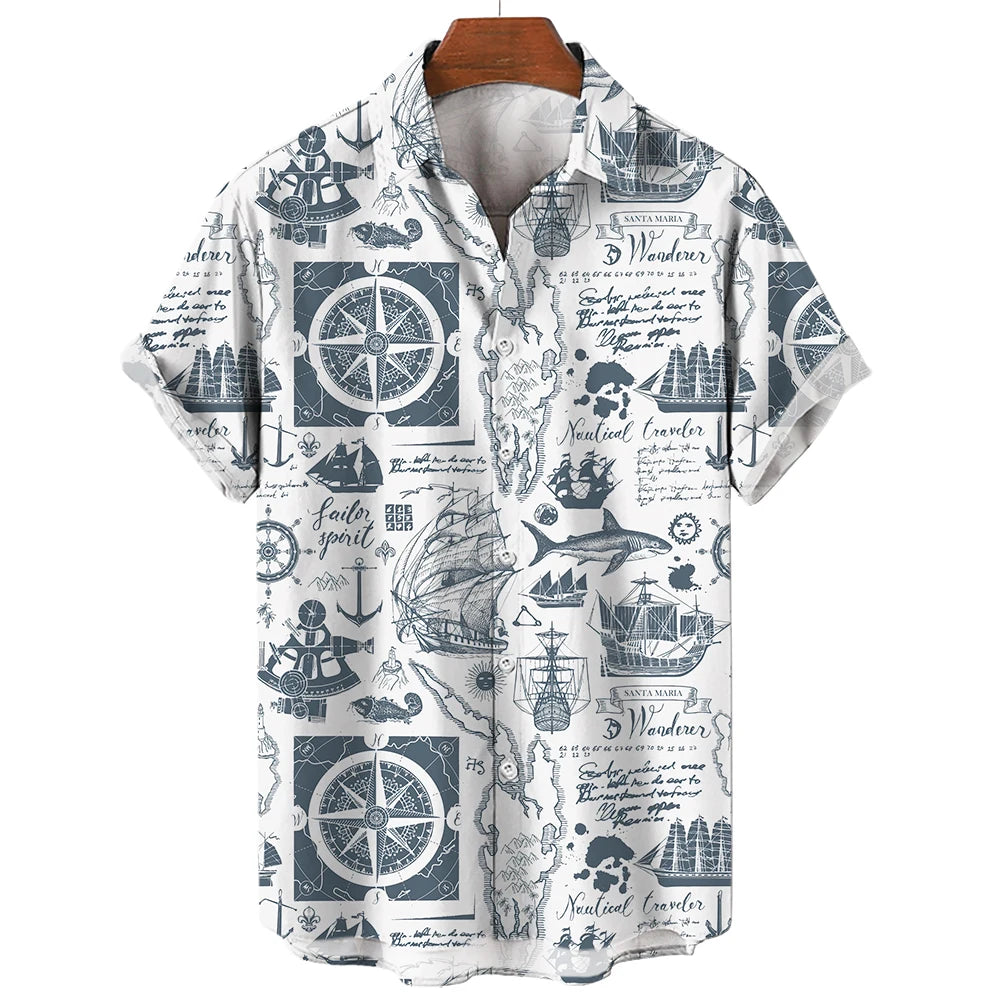 Chemise Hawaïenne Homme | Imprimée 3D Nautique | S à 5XL