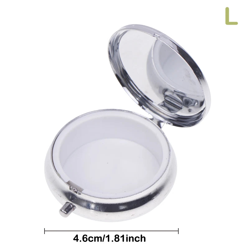 Mini Boîte à Pilules Portable en Métal avec Miroir — Organisateur de Médicaments