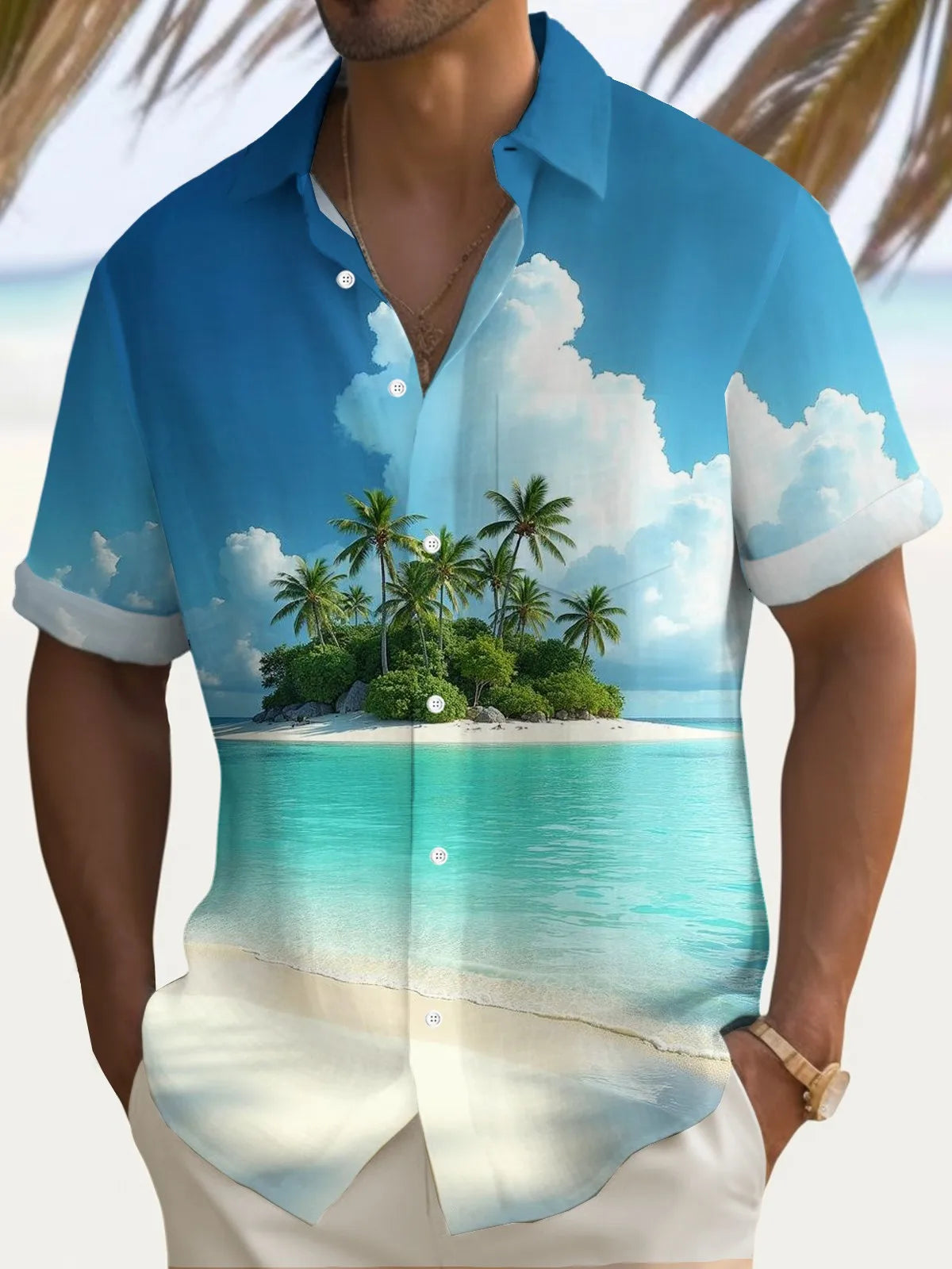 Chemises d'été pour hommes, chemise hawaïenne décontractée,manches courtes.