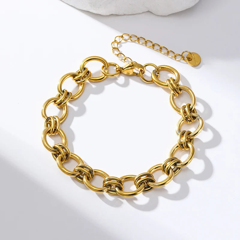 Bracelet acier inoxydable pour femmes couleur or