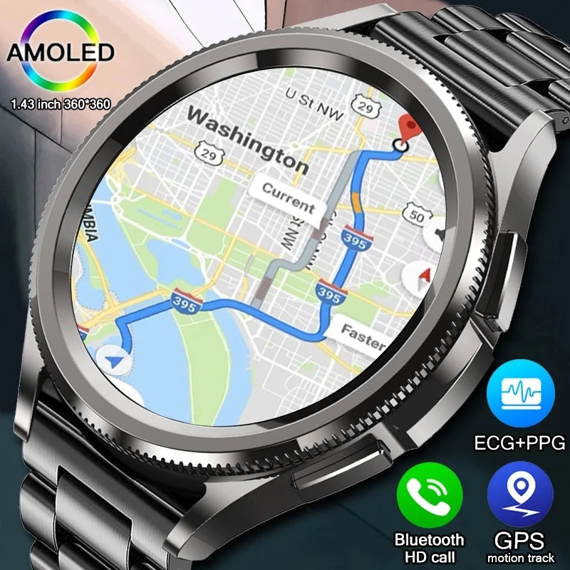 Montre intelligente connectée hommes 1.46 pouces GPS sport Fitness Tracker horloge fréquence  femmes