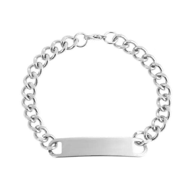 Chaîne à main en acier inoxydable de 7MM, Bracelet Simple pour hommes et femmes.