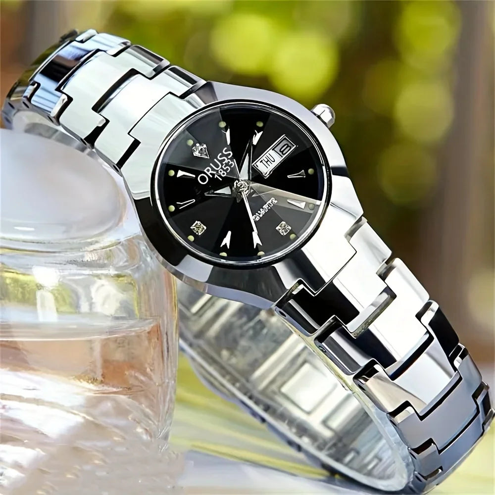 Montre Couple Quartz – Cadran Élégant | Coffret 2 pièces