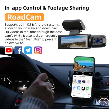 Dashcam Double Objectif WiFi 1080P — Vision Nocturne, Grand Angle 170°, Capteur G