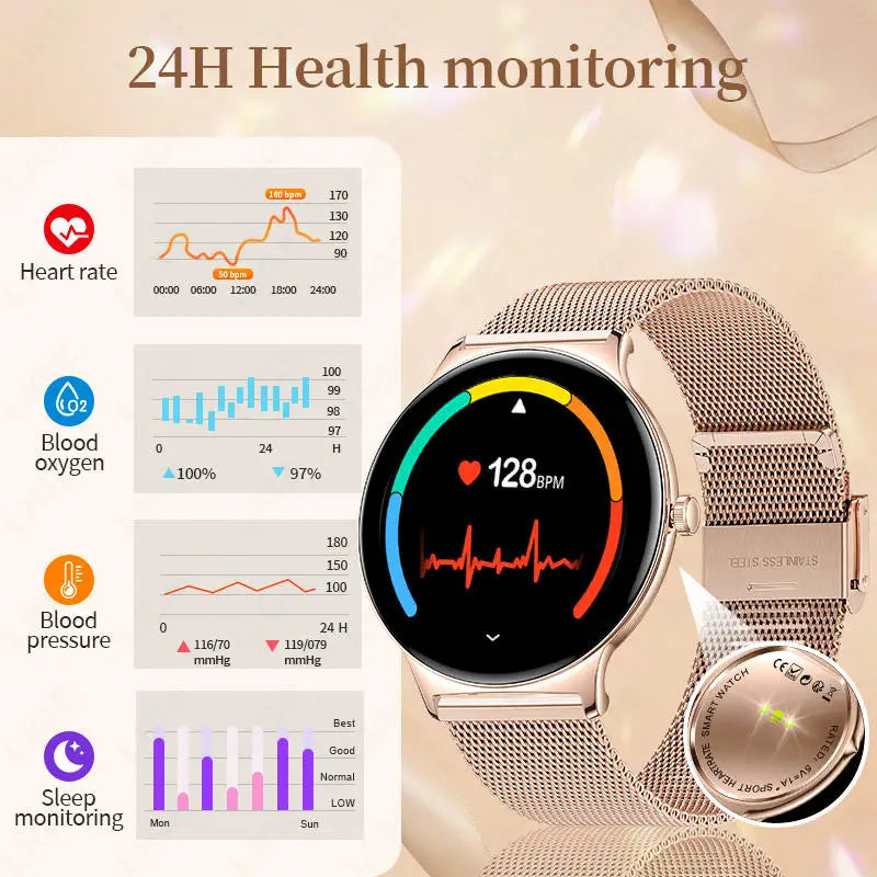 Montre Connectée Femme Jooeniok V89 Ultra-Mince 7,9 mm – 1,43" AMOLED, Appel BT, 100+ Sports