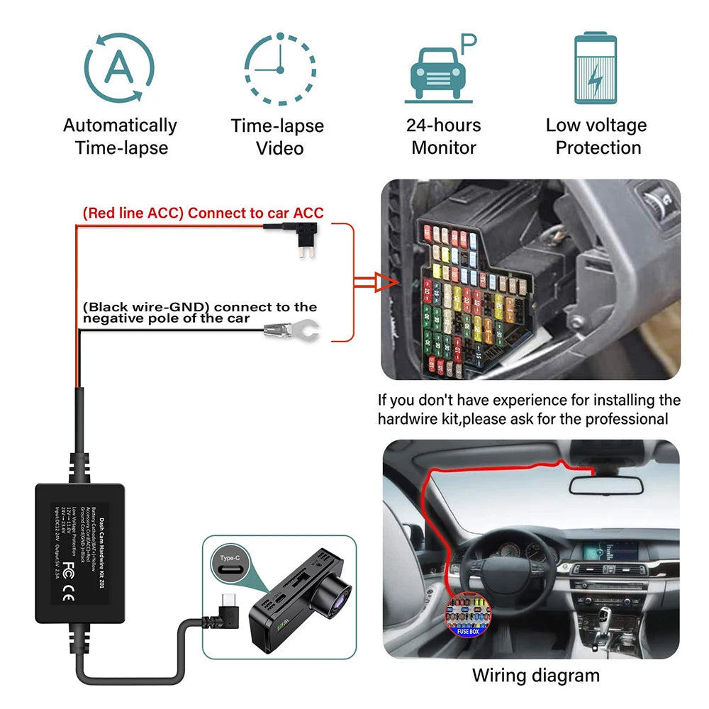 Caméra de tableau de bord double WIFI 1080P pour voitures, avant et intérieure, caméra de voiture avec vision nocturne IR, enregistrement en boucle, grand angle, caméra DVR pour voiture