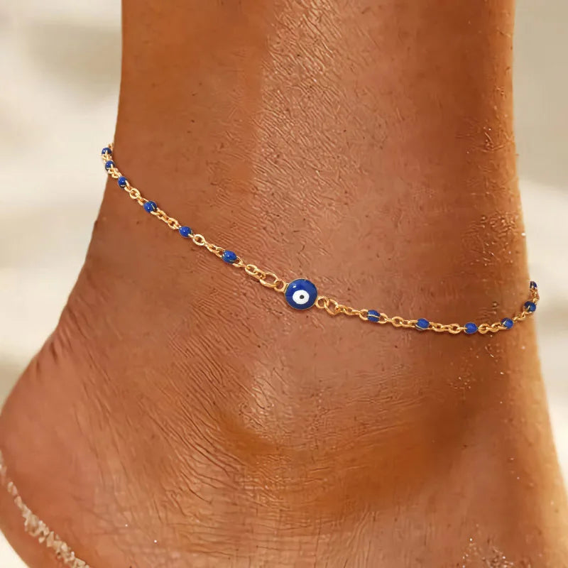 Bracelet de cheville à disque pour femmes, acier inoxydable réglable.