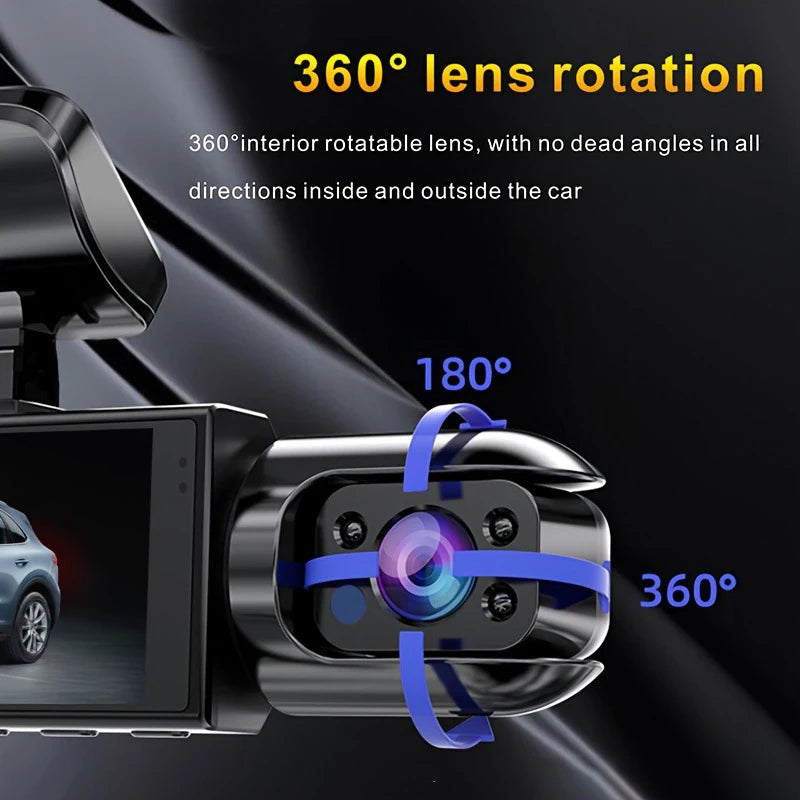 Caméra de tableau de bord double WIFI 1080P pour voitures, avant et intérieure, caméra de voiture avec vision nocturne IR, enregistrement en boucle, grand angle, caméra DVR pour voiture