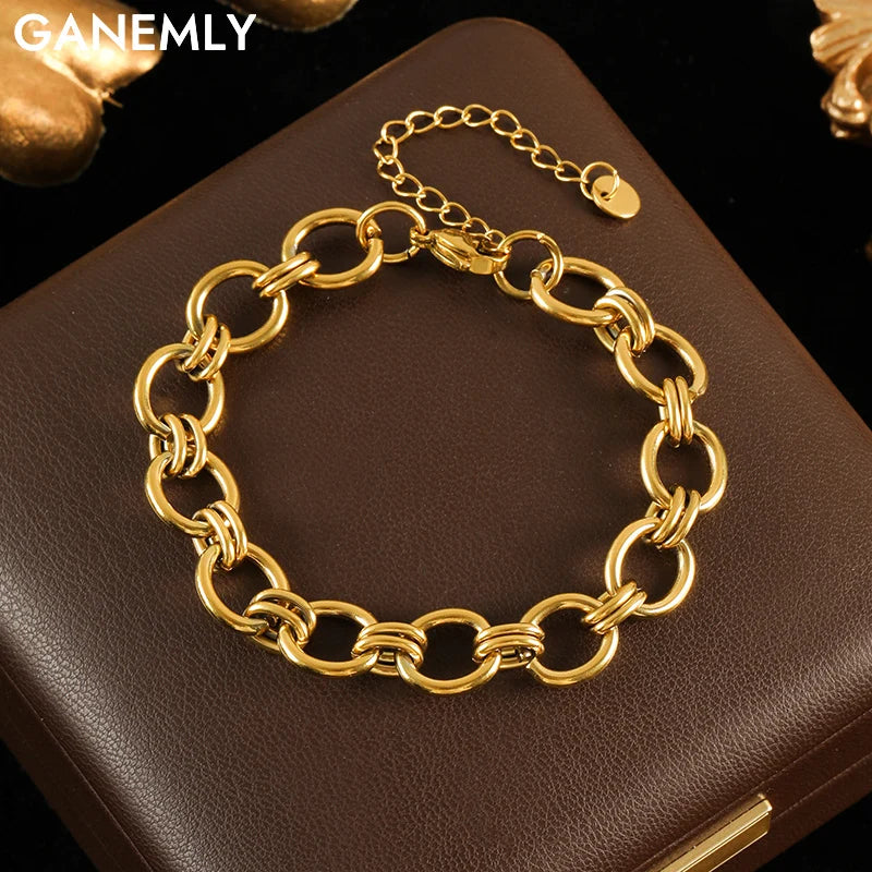 Bracelet acier inoxydable pour femmes couleur or