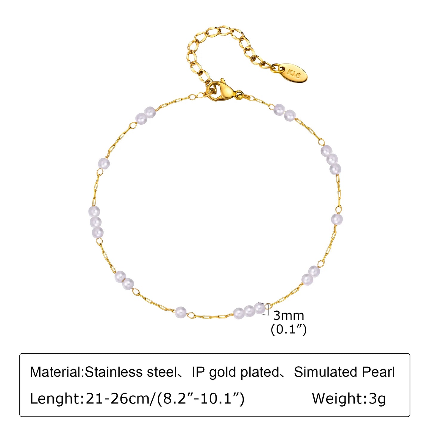Bracelet de cheville à disque pour femmes, acier inoxydable réglable.