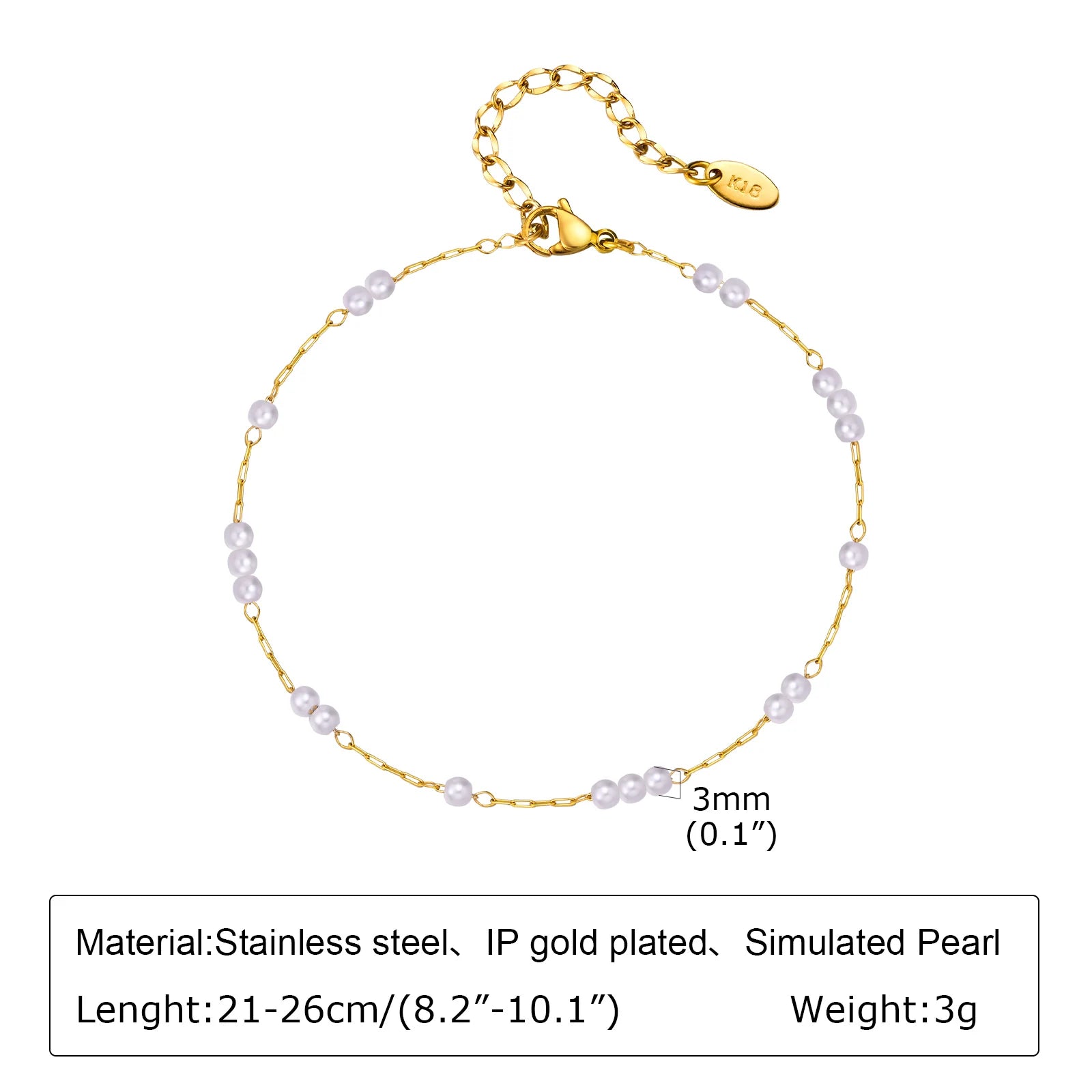 Bracelet de cheville à disque pour femmes, acier inoxydable réglable.