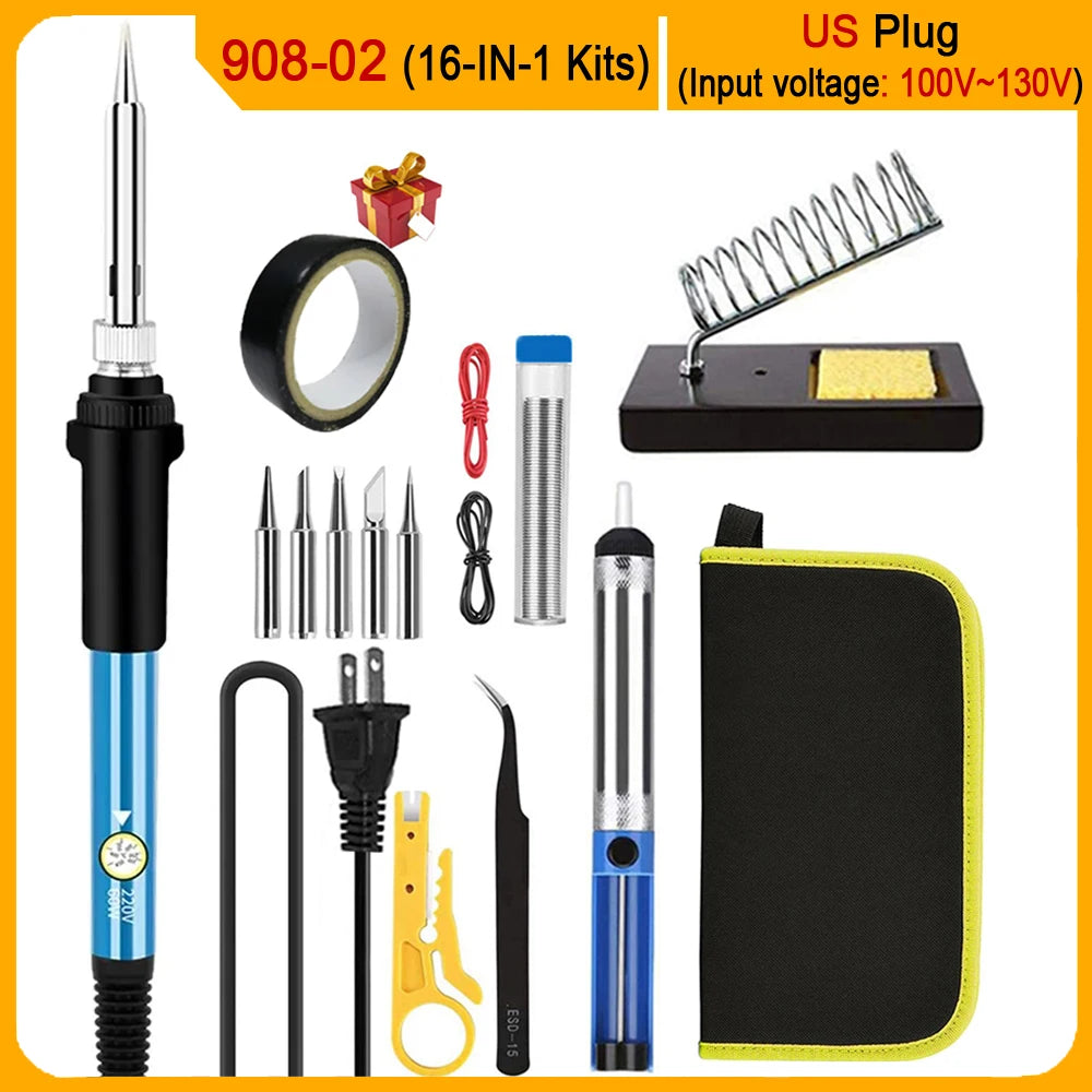 Kit Fer à Souder Électrique 60W – Température Réglable, 10/16/20 Pièces