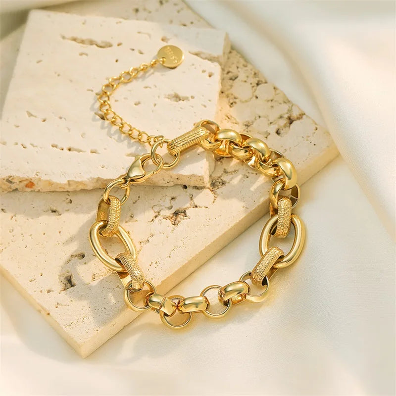 Bracelet jonc unisexe en acier inoxydable, style vintage, texture de haute qualité, bijou de poignet tendance