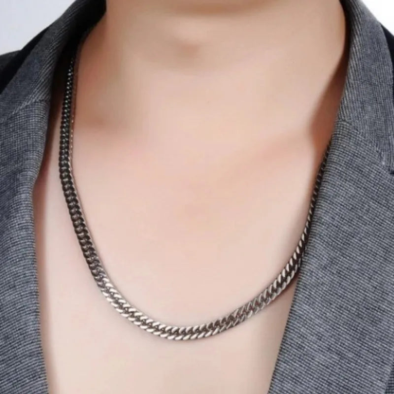 Collier chaîne cubaine en acier inoxydable épais de 8mm à 14mm pour hommes.