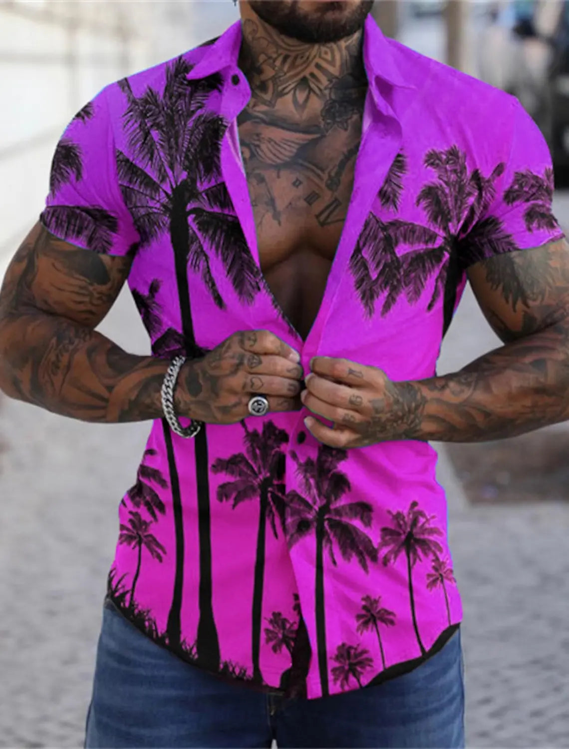 Chemise Hawaïenne Homme | Arbre & Mer Imprimé 3D | S à 5XL