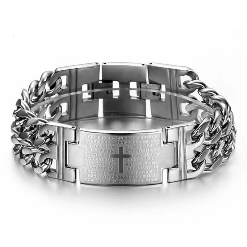Bracelet en acier inoxydable 316L, chaîne cubaine de 24MM de largeur, bracelet croisé pour hommes.