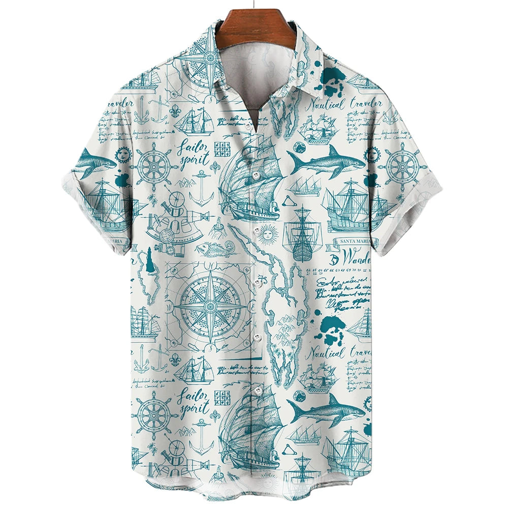Chemise Hawaïenne Homme | Imprimée 3D Nautique | S à 5XL