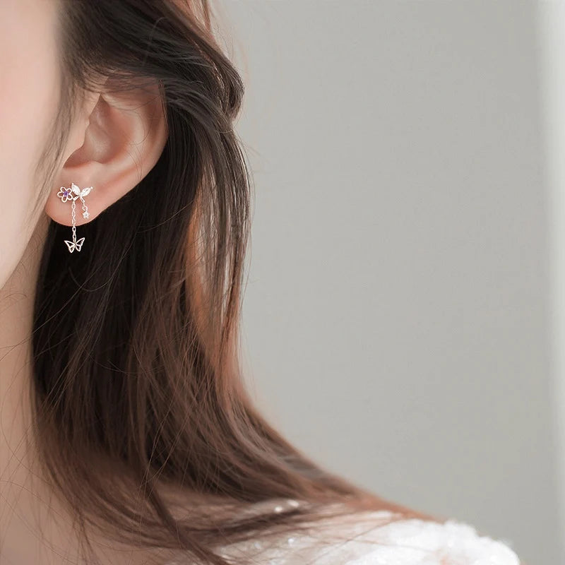 Boucles d'oreilles feuilles zircon