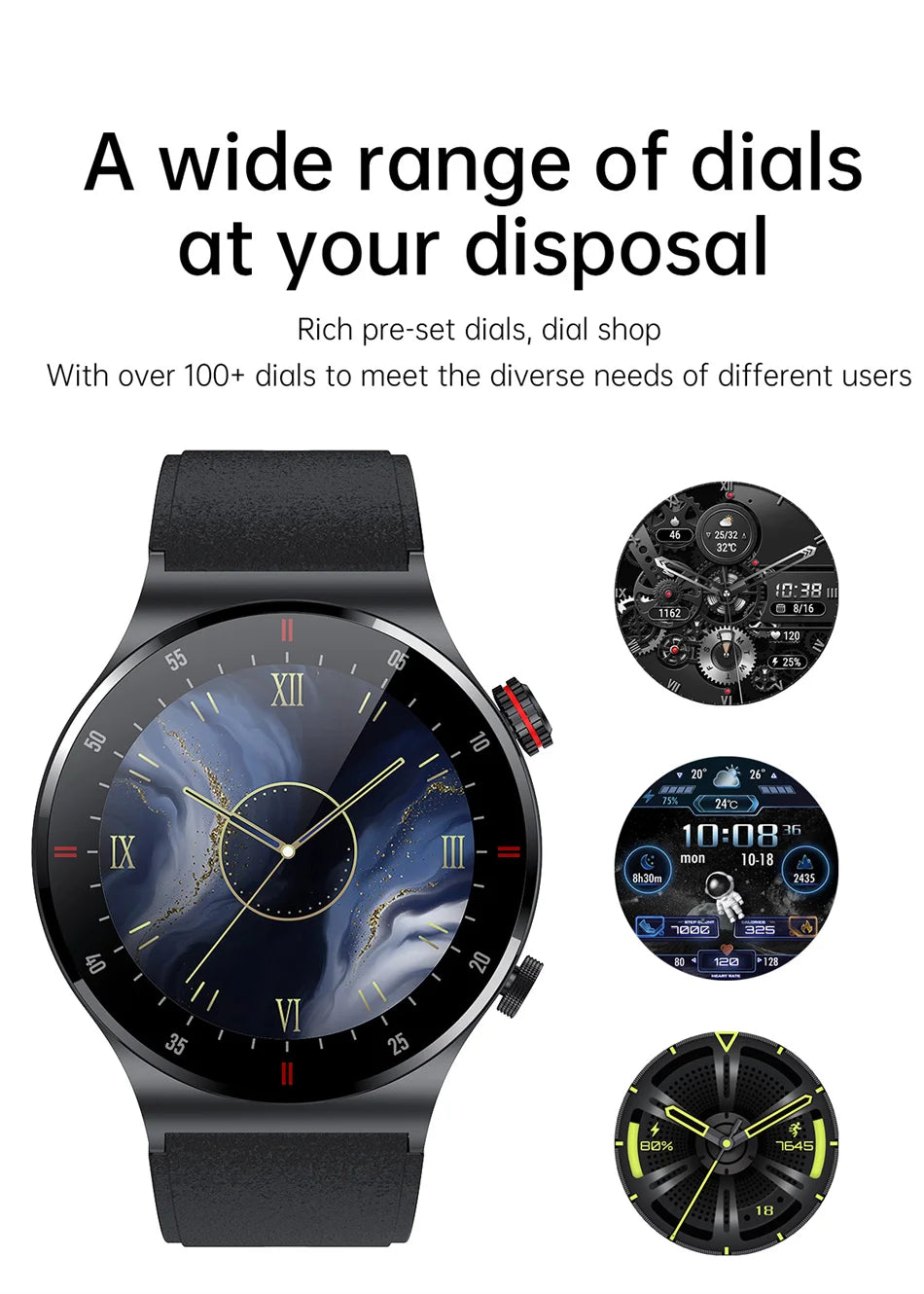Montre Connectée Homme ChiBear – 1,28" GPS, ECG+PPG, Appel BT, Cardio, 100+ Sports