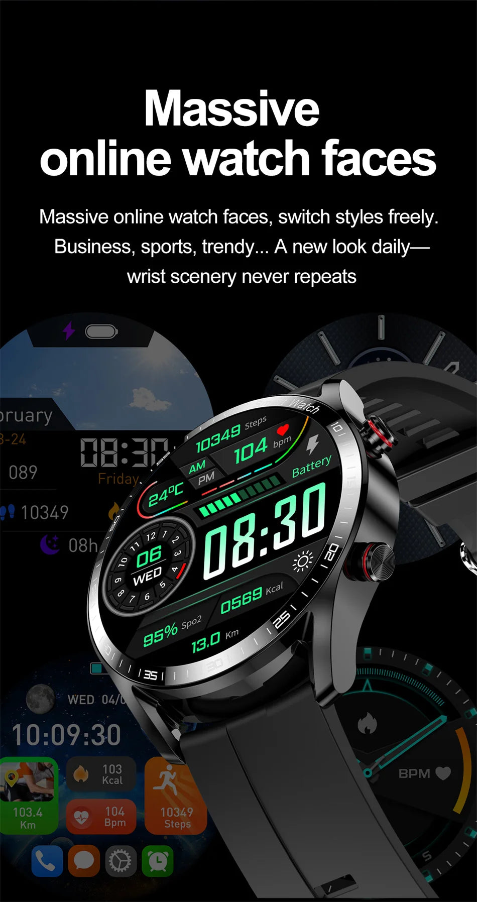 Montre Connectée Homme Femme ChiBear GT – 1,53" Appel Bluetooth, Cardio, SpO2, Sport