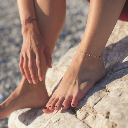 Bracelet de cheville à disque pour femmes, acier inoxydable réglable.