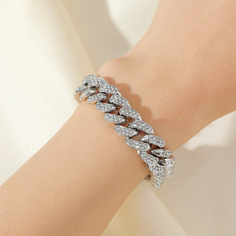 GANEMLY – Bracelet en acier inoxydable 316L pour femmes, couleur argent, chaîne à maillons, à la mode, Punk, chaîne de poignet, bijoux étanches