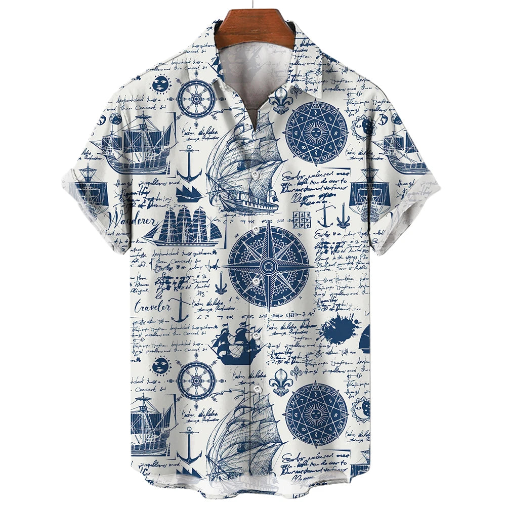 Chemise Hawaïenne Homme | Imprimée 3D Nautique | S à 5XL