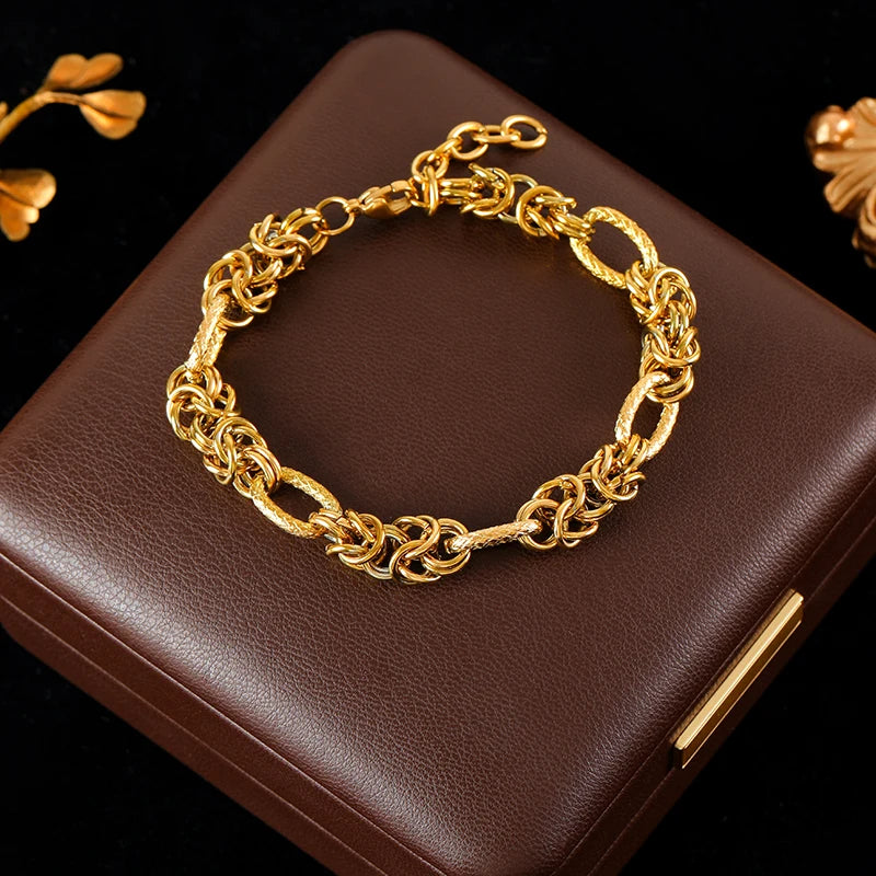 Bracelet jonc en acier inoxydable 316L GANEMLY pour femmes, nouveau bracelet punk, chaîne de poignet, bijoux imperméables, bijoux femme